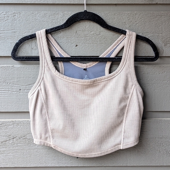 Prana Becksa Bralette Taupe Tan Ribbed Size Small Yoga Workout Gym Crop Top - Picture 10 of 10